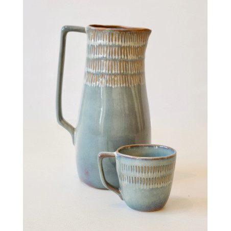 Gaudina — Artisan stoneware carafe 2.5L, Dune and Iode | Masamé