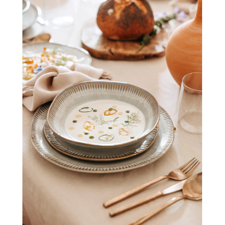 Gaudina — Stoneware soup plate, Dune and Iode | Masamé