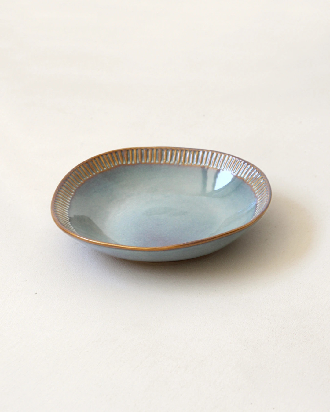 Gaudina — Stoneware soup plate, Dune and Iode | Masamé