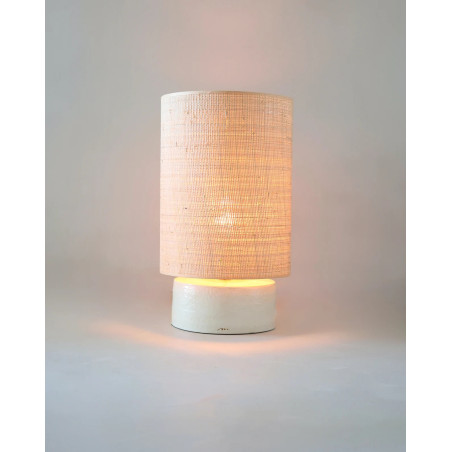 Sormiou M — Ceramic table lamp Calcaire, jute shade | Masamé