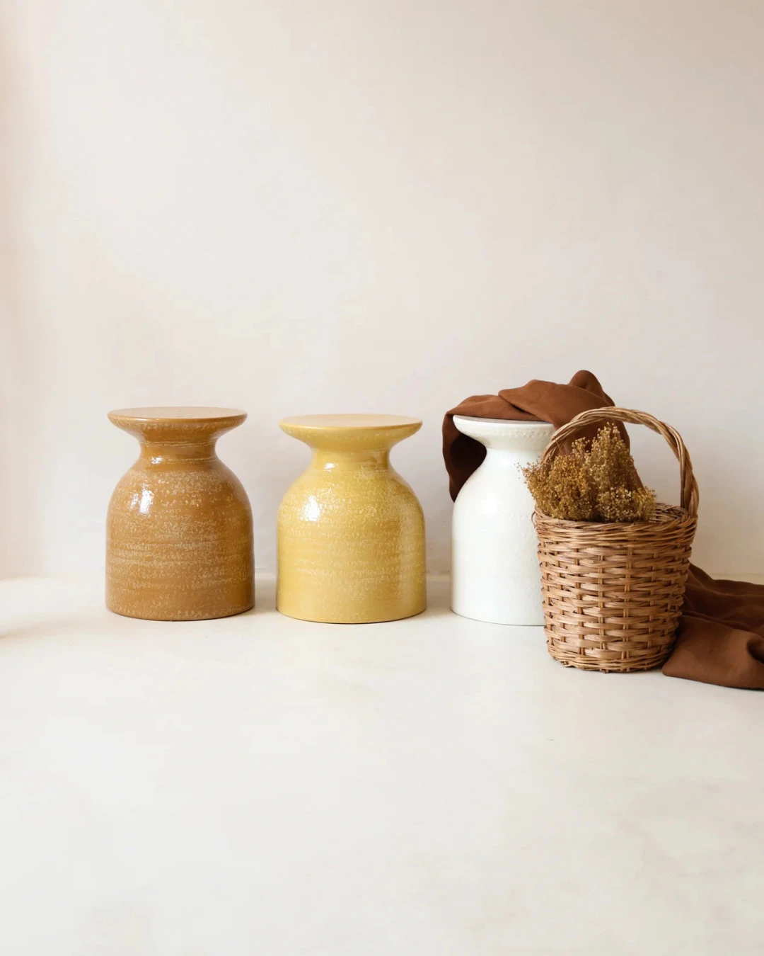 Table d'Appoint en Céramique Crème - CALLA | Masamé