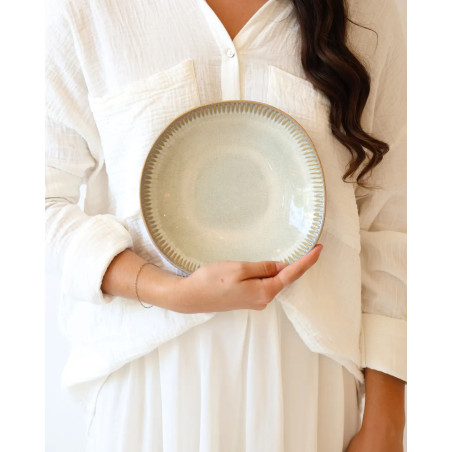 Gaudina — Stoneware soup plate, Dune and Iode | Masamé