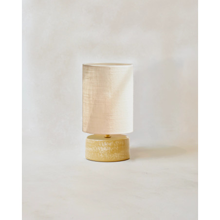 Sormiou M — Lampe céramique Safran, abat-jour jute ou raphia