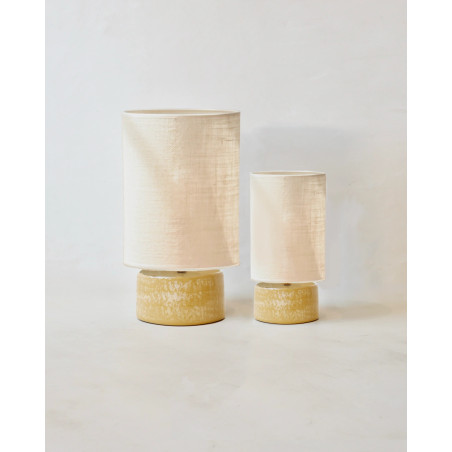 Sormiou M — Lampe céramique Safran, abat-jour jute ou raphia
