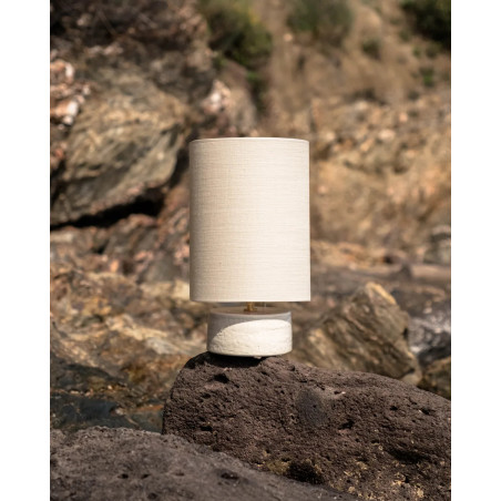Sormiou S — Ceramic table lamp Calcaire, jute shade | Masamé