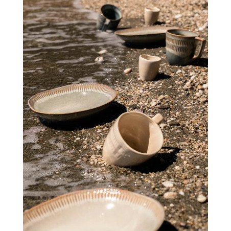Gaudina — Stoneware soup plate, Dune and Iode | Masamé