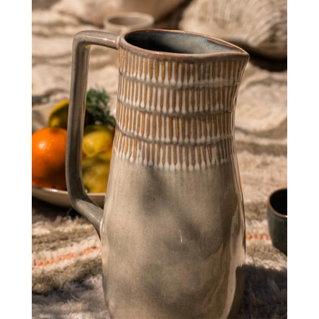 Gaudina — Artisan stoneware carafe 2.5L, Dune and Iode | Masamé