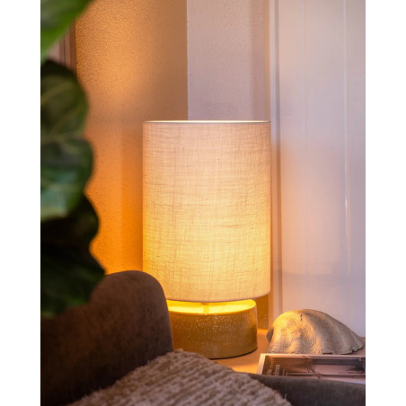 Sormiou M — Lampe céramique Safran, abat-jour jute ou raphia