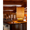 Sormiou S — Lampe céramique Safran, abat-jour jute ou raphia