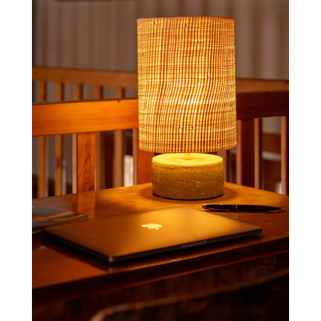 Sormiou S — Ceramic table lamp Safran, jute shade | Masamé