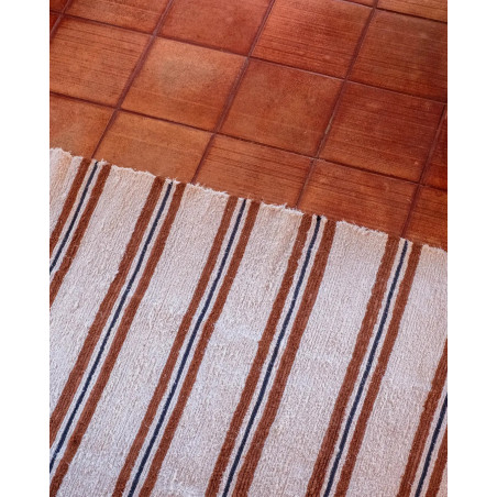 Tetouan — Striped cotton rug Sienne and Noir, handmade Portugal
