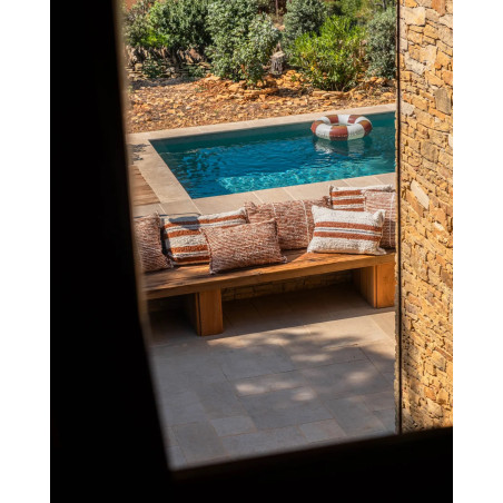 Tetouan — Cotton cushion Sienne and Noir, handmade Portugal